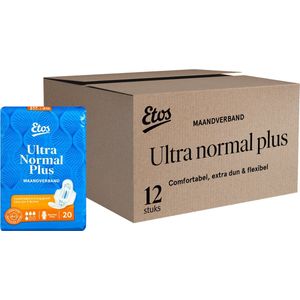 Etos Ultra Maandverband - Normaal + - 20x12 stuks - voordeelverpakking