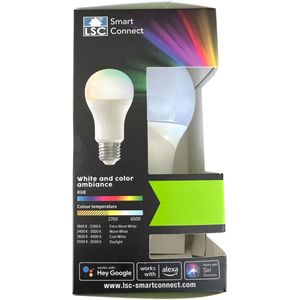 Smart E27 Lamp - Meerkleurig - Verbind met Wifi en Bedien Via LSC/SmartLife App - Dimbaar - Lange Levensduur - Energiesparend