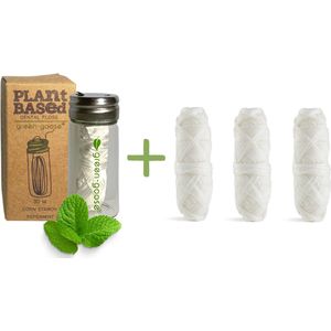 green-goose® Bio-based Flosdraad met 3x Navulling - 4 x 30 meter - Dental Floss - Biologisch Afbreekbaar - Vegan Maisvezel Flosdraad - Duurzaam - Milieuvriendelijk - Minimal Waste