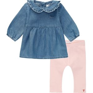 Noppies - kledingset - 2delig - jurk Acarigua Medium wash denim - legging Adelaide Peach Whip - Maat 80