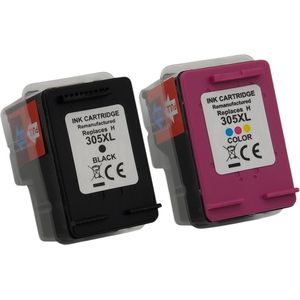 KATRIZ® Remanufactured Inktcartridge HP 305XL (6ZA94AE) HP305; HP305XL– Zwart & Kleur – Set van 2 –Geschikt voor HP DeskJet2320/2700/2720/2724/2732/2742/ 2752/2755/ 2776 /4110e/ 4120e/ 4130/ 4152e/ 4158e/ DeskJet Plus 4100 series