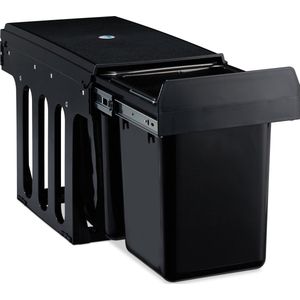 Relaxdays inbouw prullenbak - 2 vakken - 2 x 8 l - 35,5 x 25 x 47 cm - duo - zwart