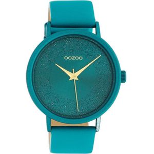 OOZOO Timepieces - Viridiaan groene horloge met viridiaan groene leren band - C10581 - Ø42
