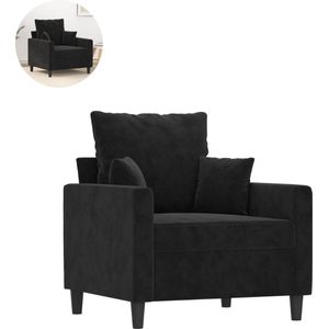 LBB Fauteuil - Relaxstoel - Relaxfauteuil - Stoel - Met armleuning - Voor één Persoon - Fluweel - Zwart