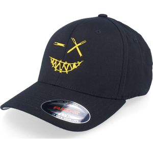 Hatstore- Crazy Smiley Yellow/Black Flexfit - Iconic Cap