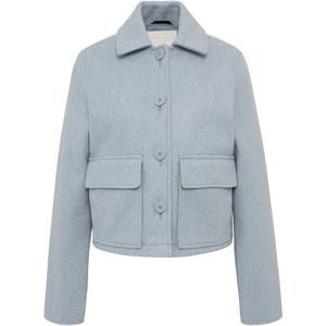 QS Damesjas in wol-look met zakken, ideaal voor tussenseizoen en stad, lichtblauw, XS