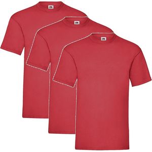 3 Pack Shirts Fruit of the Loom Ronde Hals Rood  Maat M Valueweight