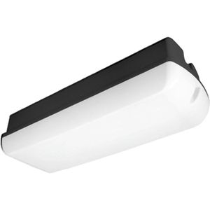 Wandlamp buiten - Plafondlamp - Noodverlichting - Rechthoek - 6W - Warm wit - 3000K - IP66 - Ø300mm - Zwart - Waterdichte lamp - Muurlamp buiten