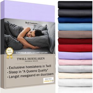 Bed Couture - Hoeslaken van 100% Katoen - Twijfelaar 120x200cm - Hoekhoogte 30cm - Ultra Zacht en Duurzaam - Lavendel