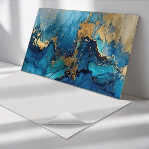 Wallfluent Vinyl Wandpaneel - Abstract waterpatroon PVC Muurpaneel - 120 cm x 60 cm - Blauw PVC wandpaneel - 1 stuk - Rechthoekig Wandbekleding Vinyl - Abstractie Wandpaneel - Zelfklevende Wandbekleding - Wandpaneel Keuken en Badkamer