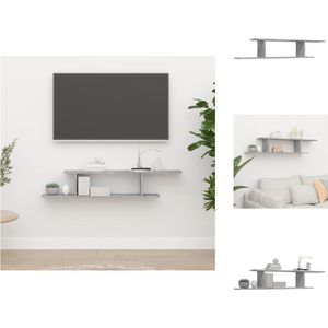 vidaXL TV-meubel - betongrijs - 125 x 18 x 23 cm - stevig en modern - Wandsteun