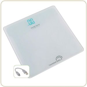 Blue Tech USB-R personenweegschaal zonder batterij oplaadbaar - Herbruikbaar - 200 kg - Wit