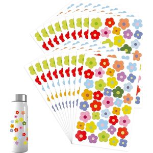 Kleurrijke mini-bloemenstickers - 18 vellen waterdichte schattige bloemendecoratie voor plakboekennotitieblokken-fietsenauto's-motorfietsenwaterbekers-laptops