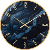 SensaHome Glazen Wandklok Marmerlook - Stille uurklok - Modern - 60cm - Zwart