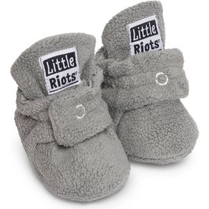 Little Riots - babyslofjes - fleece original - grijs - slofjes voor je baby, dreumes en peuter voor jongens en meisjes - 0-3 Maanden (9cm) - schoenmaat 13-15