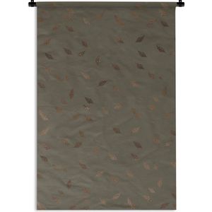 Wandkleed Luxe patroon - Luxe patroon van bladeren tegen een donkergroene achtergrond Wandkleed katoen 60x90 cm - Wandtapijt met foto