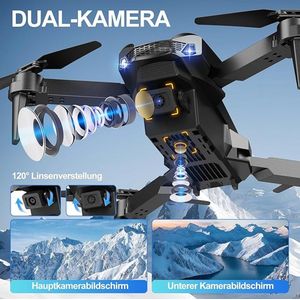 SkyVision Gold 720P HD Mini Drone met Dubbele Camera, Optische Flow Positionering, 120° Groothoeklens, 2 Batterijen, Headless Modus, 360° Flip, Trajectvlucht & Eénknops Start/Landing – Geschikt voor Kinderen en Volwassenen – Novihome