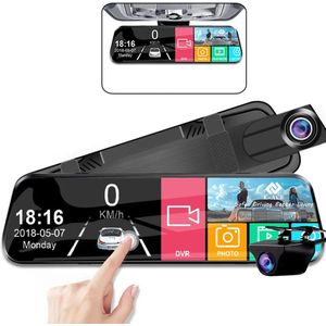 Dashcam voor Auto - 10 Inch Touchscreen Spiegelcamera - 1080P AHD Dashcam - Nachtzicht - Groothoek 170° - Parkeermodus - Inclusief 6M RCC BL - Zwart