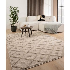 Scandinavisch vloerkleed - Arc Diamond beige 80x150 cm