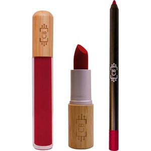 Cosm.Ethics Bar Lipstick Set Glossy - Kers Rood - Duurzaam vegan