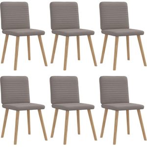 vidaXL - Eetkamerstoelen - 6 - st - stof - taupe