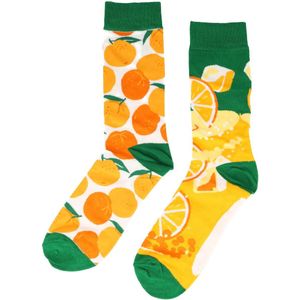 Sokken Katoen - Sinaasappel Print - Oranje Wit Groen - Maat 38-45