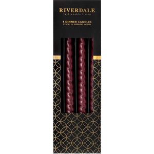 Riverdale - Dinerkaarsen burgundy set van 4 - Rood