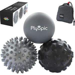 Massage Bal Set voor Myofasciale Release en Spierpijnverlichting - Set van 3 Rubber, Spiky & Foam Massageballen