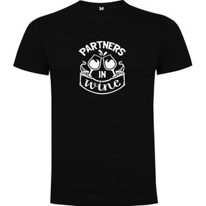 Zwart T-Shirt met “Partners in Wine“ Afbeelding Wit Maat XL
