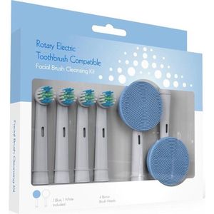 4 Opzetborstels voor volwassenen voor Oral-B + 2x gezichtsreiniger opzetborstel voor elektrische tandenborstel - blauw