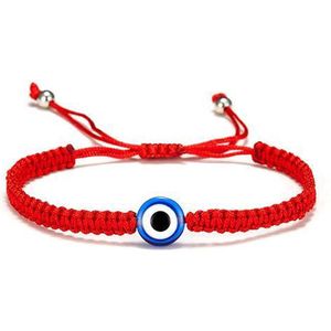 WiseGoods Premium Geluks Armband - Boze Oog - Nazar - Evil Eye - Handgemaakt - Cadeau - Rood & Blauw - Verstelbaar - One Size