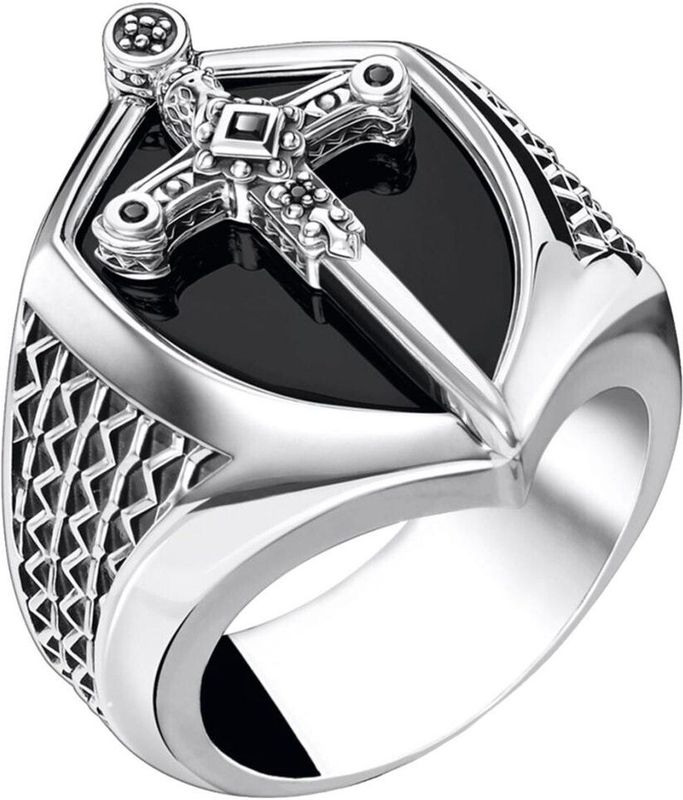 Thomas Sabo - Ring - Zilver - Zwart Edelsteen - 17 mm Breedte - 23 mm Hoogte