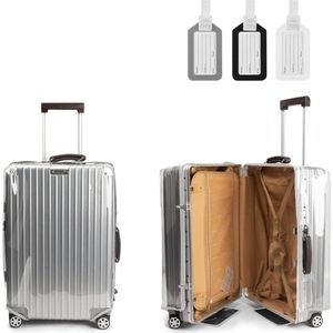 Kofferafdekking, transparante pvc-bagagebescherming, transparante bagageafdekking met 3 bagagelabels, waterdichte bagagebescherming zonder verwijdering, voor koffer, fietsbagage, transparant