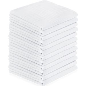 Ibenzoa® Elegante Witte Zakdoeken Set van 12 Stuks voor Diverse Gelegenheden