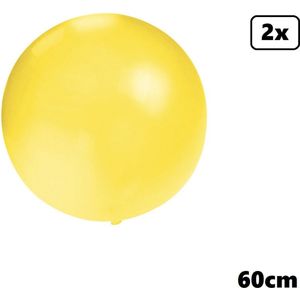 2x Mega Ballon 60 cm geel - Super Ballon carnaval festival feest party verjaardag landen helium lucht thema
