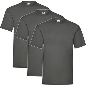3 Pack Light Graphite Shirts Fruit of the Loom Ronde Hals Maat M Valueweight