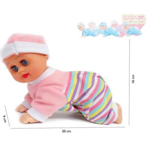 Baby pop - kan kruipen en dansen - met baby geluiden - Crawling babypop - 20CM - incl. batterijen