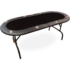 Opvouwbare Pokertafel zwart - 184cm x 84cm x 75cm - 2 tot 8 spelers