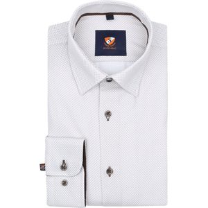 Suitable - Overhemd 261-5 Beige Print - Heren - Maat 43 - Slim-fit