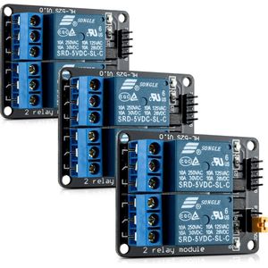 kwmobile - 2-kanaals Relaismodule - 5V Relay Board - Microcontroller - 3 Stuks