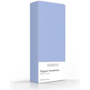 Romanette Luxe Katoen Topper Hoeslaken - Lits-jumeaux Extra Lang (160x220 cm) - Blauw