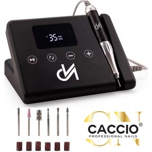 CACCIO®Master 1.0 Nagelfrees Origineel-Elektrische Nagelvijl-Vibratievrij-Geluidvrij - 65W - 1 Jaar Garantie-Zwart-Inclusief 6 bitjes-Licht Handstuk - Manicure/Pedicure Voeten en Handen - Kwalitatieve Motor - Nieuwe Technologie-Professioneel gebruik