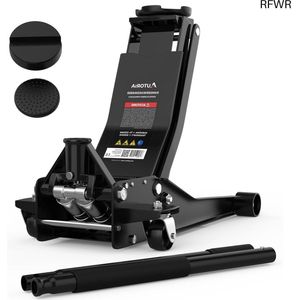 RFWR® Hydraulische krik 3T voor garage en tuin - Vlakke hefhoogte 75-505 mm met 360° wielen