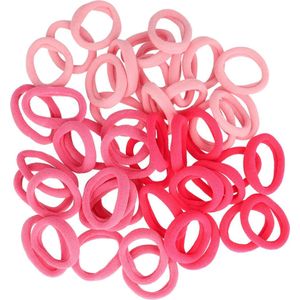 Haarsoires Haarelastiekjes mini - Endless 3,5cm - Roze - Set van 50 - Kleine Haar Elastiekjes voor Vlechtjes & Staartjes
