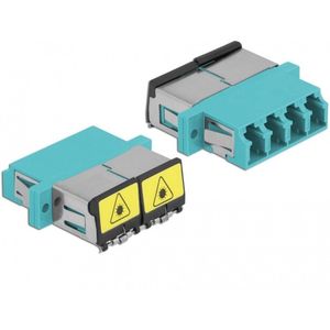 Optische vezelkoppeling met laserbescherming Flip LC Quad Vrouw naar LC Quad vrouwelijke multi-mode aqua