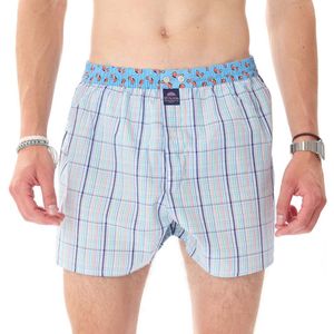 McAlson Heren Boxershort Geruit Turquoise Blauw L