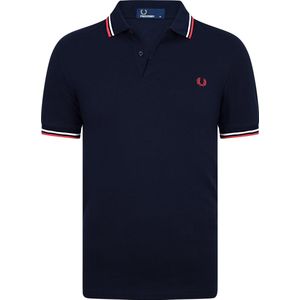 Fred Perry - Polo Navy White Red - Slim-fit - Heren Poloshirt Maat S