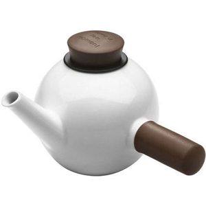 Qdo Theepot Porselein - Rond - Met Zijhandvat - 1 liter - Bruin