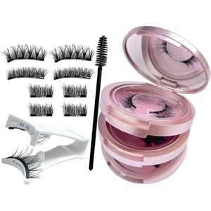 Brenzoos - Magnetische wimpers 4 paar - herbruikbaar - natuurlijke 3D-wimpers - eenvoudige applicator - waterdichte nepwimperset - stijl 2