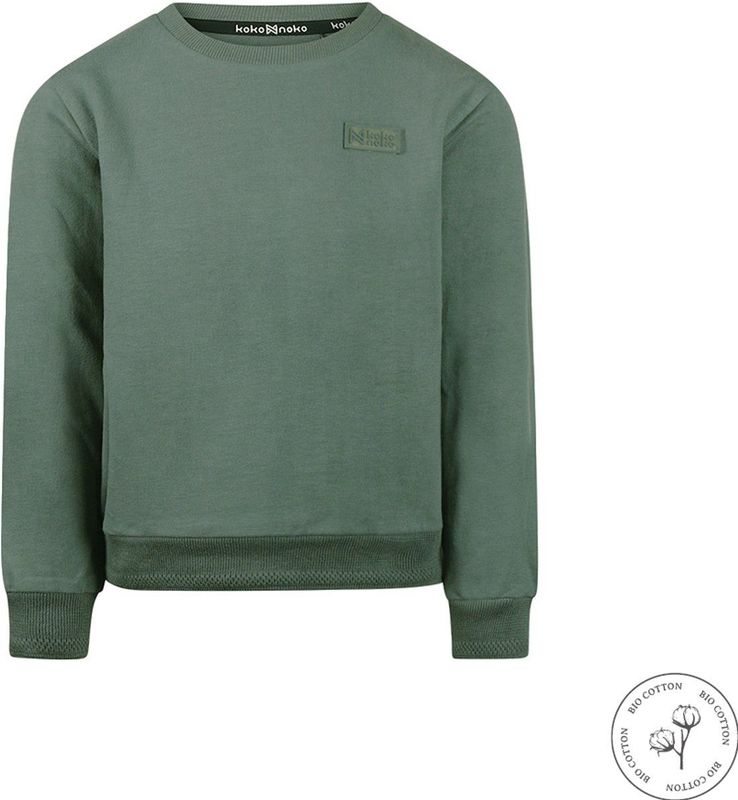 Koko Noko - Bio Cotton - Sweater met ronde hals - Jongens - Dark green - Maat 92